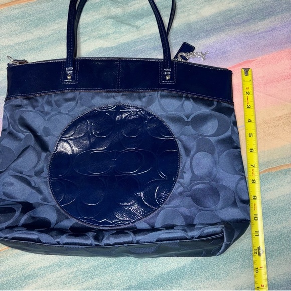 Coach Blue Patent Leather/ Nylon Tote Bag - Picture 7 of 9